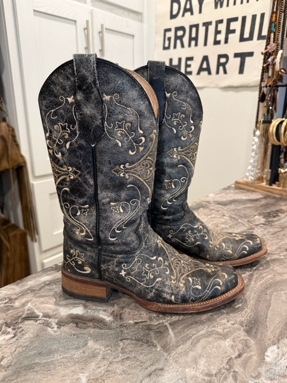 Circle G Black Embroidered Western Heeled Boots